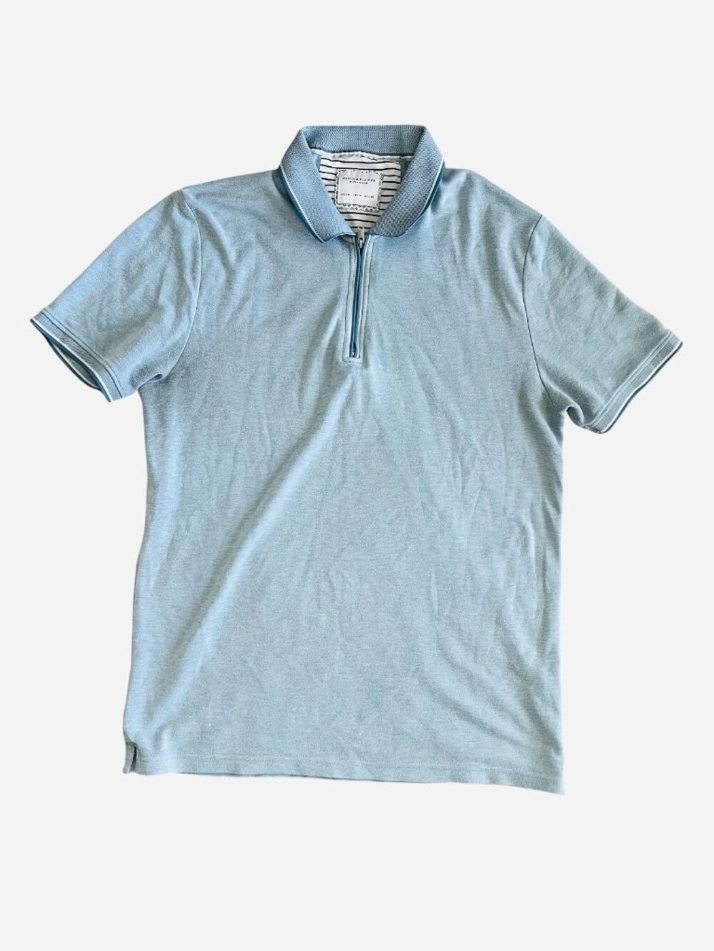 Denim & Flower Light Blue Half-Zip Polo Size Medium